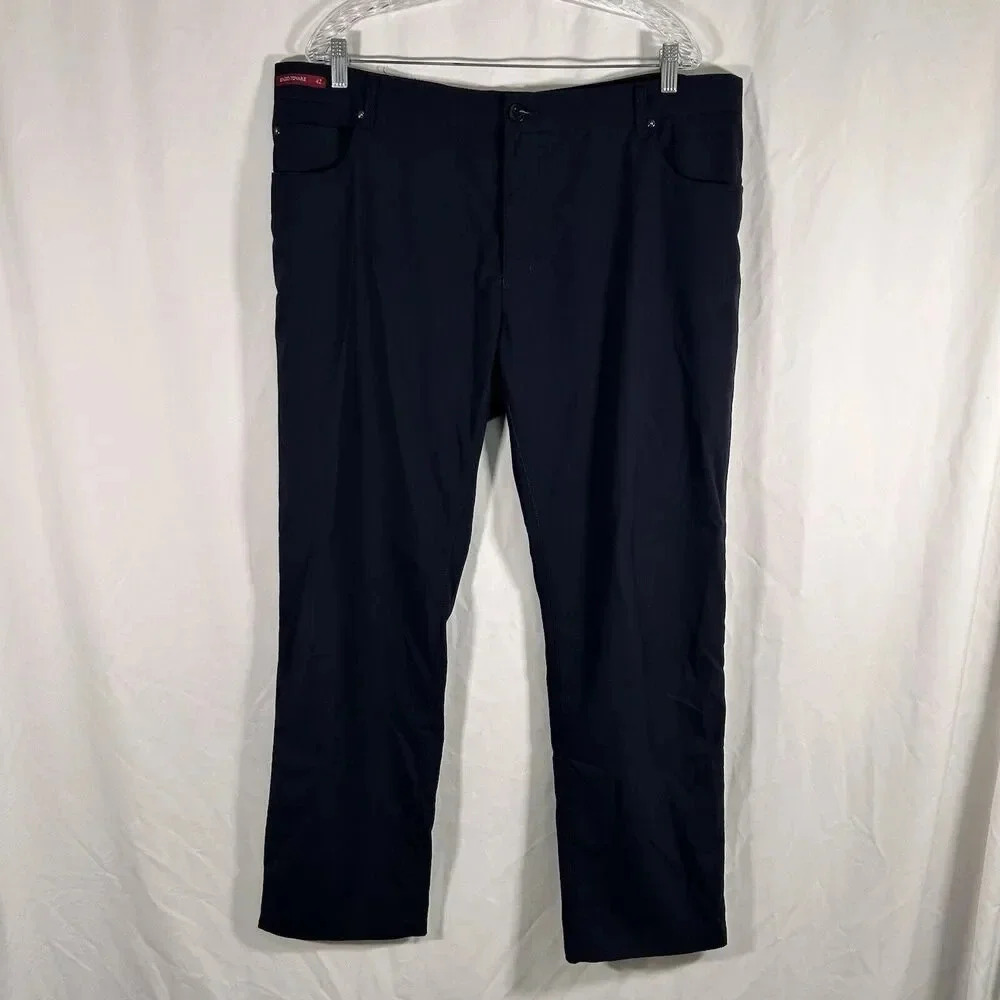 Enzo Tovare Dress Pants Men's 42 Navy Blue Chino Pockets Button Zip Cotton Blend